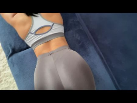 Money-shot On Yoga Trousers /rubbing Jizz-shotgun On Fitness Model With A Perfect Butt /