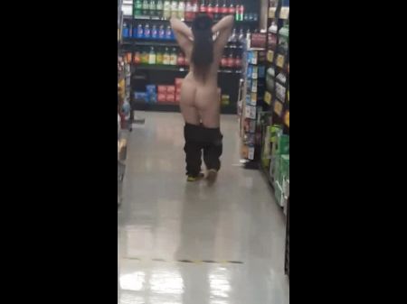 Exhibitionist Goth Teen Stripping And Dancing At A Gas Station