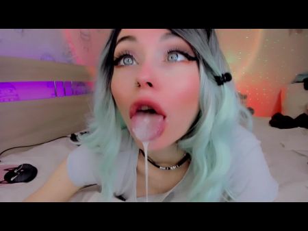 Blue - Haired Bi-atch Gets Milk On Her Ahegao Face