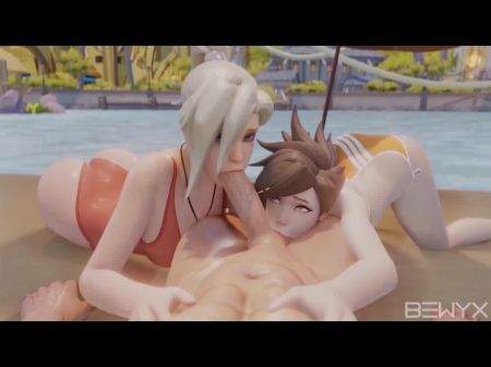 Mercy And Tracer Summertime Triple Sex