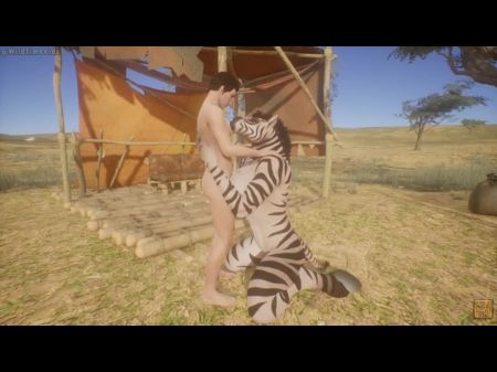 Safari Park With Ultra-kinky Zebra Hairy Woman