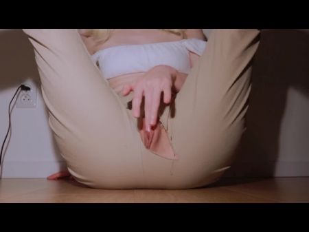 Delicate Light Haired In Ripped Trousers . Spraying Fluid Orgasm