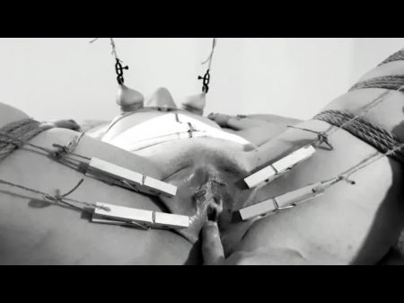 Kinktober Day 7: Clothespins Kink - Uncontrollable Non Stop Ejaculation Trussed Up And Clamped !