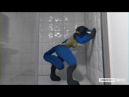 Lucario Jerks To Orgasm In Bathroom (keeps Going) (tail Dildo)