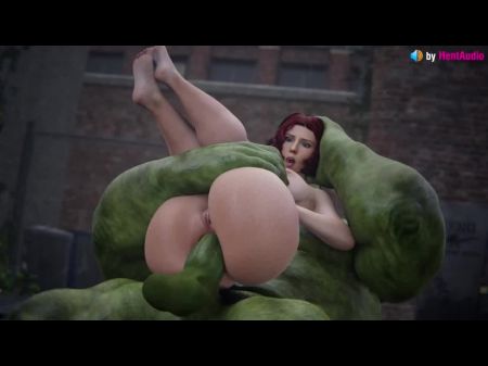 Ebony Widow Buttfuck Stretch By Hulk Massive Beef Whistle (marvel Avengers 3d Toon Loop With Sound)