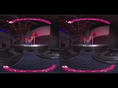 丰满的脱衣舞娘在舞蹈VR色情片后努力操作