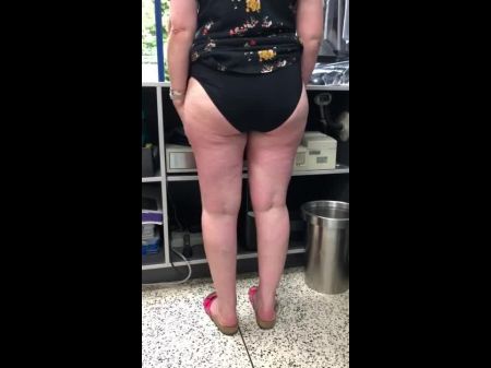 Displaying And Stretching My Rump At The Store Counter
