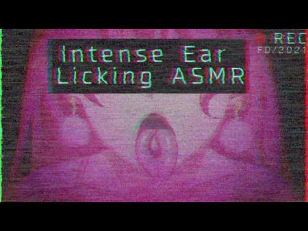 لطيف فتاة الأذن لعق وينتكي ASMR (ضوضاء VHS) 