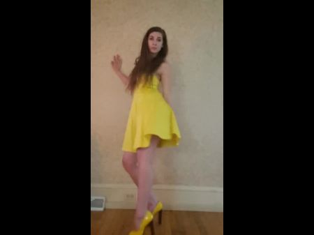 Dance & Strip From Yellow Sundress And Heels To Bad Idea By Ariana Grande