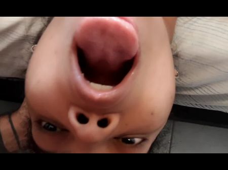 Extraordinary Swelling Throat In Upside Down Pose With Drool And Jizz In Mouth 07/22/2022