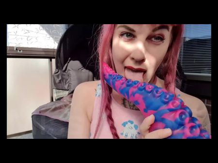 Bad Dragon Ika Dildo Have Fun With Close Up Wet Puss On The Balcony . Shhh