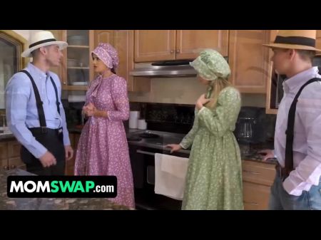 Buxom Step Mommys Pristine Edge & Penny Barber Exchange And Plumb Hard Their Amish Step Sons-in-law -