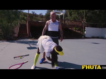 Black Mummy Ana Foxxx Gets Copulated In The Backside By Tennis Educator