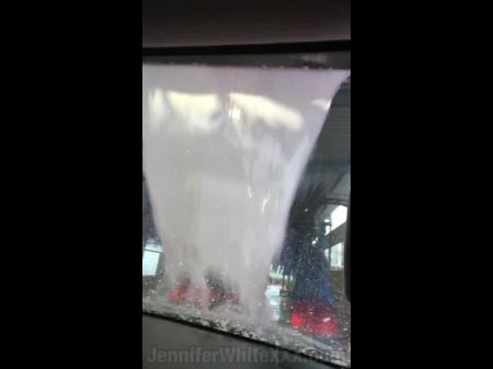 Chokes On Phallus And Gets Creampied At Audience Car Wash Trailer