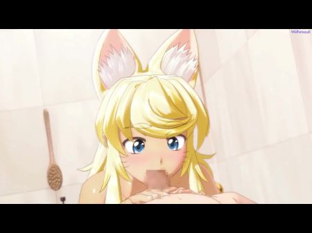 A menina peluda doce recebe você em casa com um boquete pronto para foder lobo garota com você \/ hentai jogo 