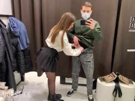 Public Oral Job In Fitting Room With My Having Sex Girlfriend And Jizm In Mouth