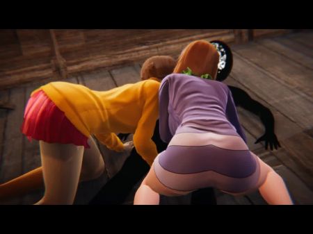 Scooby Doo - Velma And Daphne Halloween Triple Sex - 3d Porn