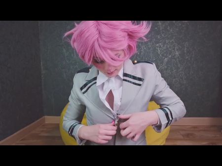 Mischievous Schoolgirl Mina Ashido Worships Wedgie , Slapping And Faux-cock Riding After Classes -