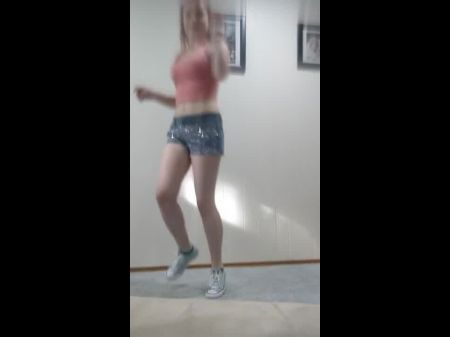 Adorable First-timer Towheaded Teenager Dances And Juggles Around In Lace Underpants And Blue Converse