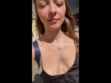 Showing Off Tits On City Street Is My Dearest . Downblouse . Audience