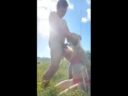 White Haired Babe Handcuffed And Facefucked In Public
