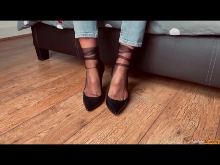 Footjob , Wank & Sounding Dominance . Strokes Her Boy With Her Feet In Nylon Socks