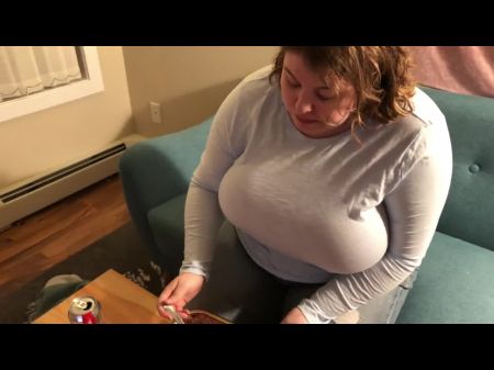 Obese Big Beautiful Woman Stuffs Herself With Cake And Reams Belly