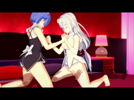 Re:zero - Emilia X Rem Threesome 3 Dimensional Manga Porn
