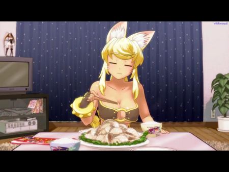 Uber-cute Fur Covered Chick Offers You A Dinner A Tub And Fuckfest [wolf Chick With You] / Hentai Game