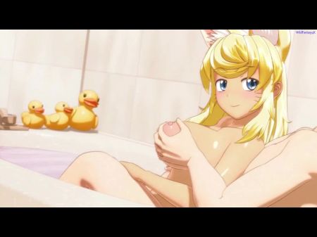 Ultra-cute Unshaved Woman Offers You A Dinner A Tub And Orgy [wolf Woman With You] / Hentai Game