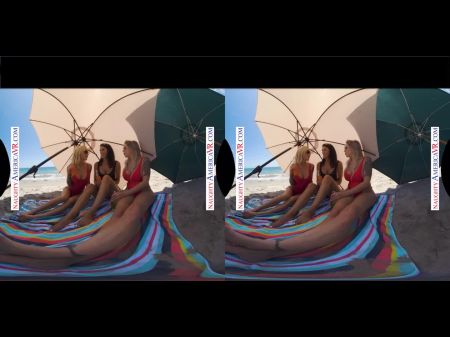 Trio Exciting Babes Go To Town On The Lifeguard