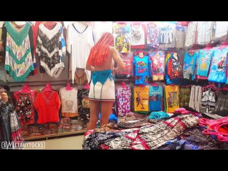 Beautiful Girl Publicly Trying On Underwear In A Store