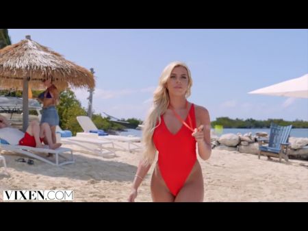 Lifeguard Allie Hooks Up With Guest On Intimate Beach