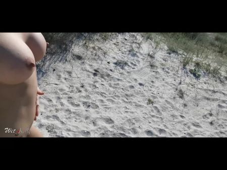 Piss On The Nudist Beach . First-timer Selfie Piss Desperation .