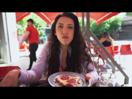 Latina Enjoys Pizza With Jizz Toping