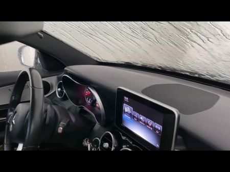 Passionate Dark Haired Fellated In A Car By Her Boyfriend