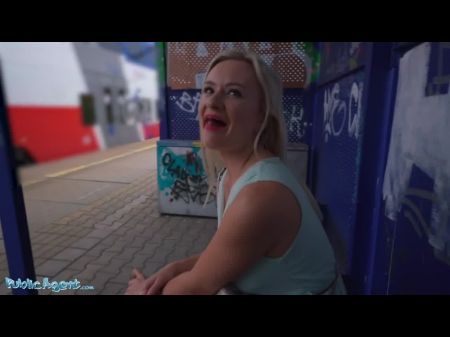 Immense Boobs Light Haired Lily Joy Banged Behind Train Station