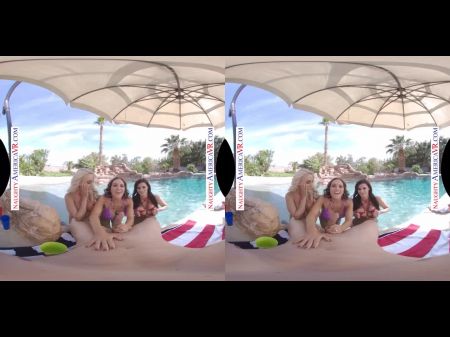 Vr - Pool Party Turns Into Passionate Fourway On Memorial Day