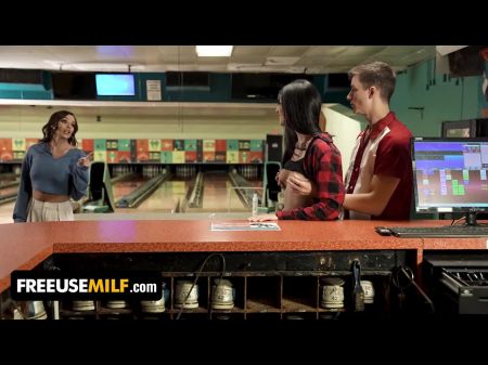 Step Mum And Step Daughter Armani Dark & Aubrey Babcock Get Copulated While Bowling -