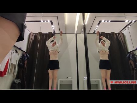 I Try On Haul Semitransparent Clothes In Fitting Room And Have Onanism With Strong Ejaculation .