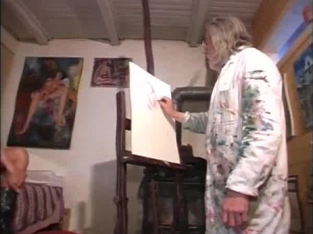 Horny Brown-haired With Inborn Tits Gets Banged By A Notorious Artist Over 50