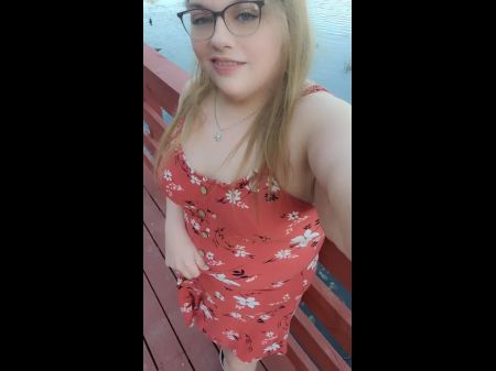 Horny Round Light Haired Bbw In Sundress Flashes Cute Puny Mammories With Massive Nipples And Big Puss In Public Outside Nature Trail
