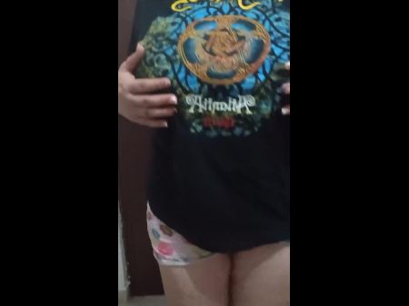 Teenager Rocker Plays With Her Gigantic Tits