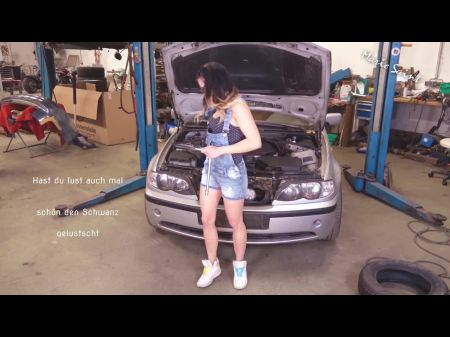 Horny German Teenager Masturbates In Mechanic’s Garage And Cums