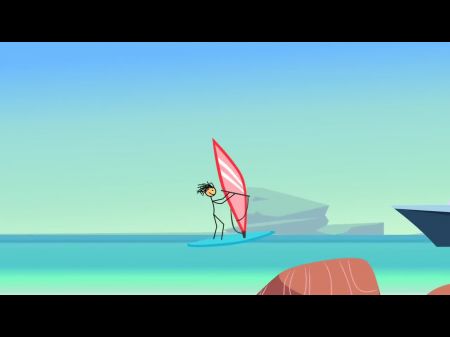 Cartoon Hot Stick Girl Ficken mit einem kleinen Schwanz - sexy Stick Mann am Nude Beach 