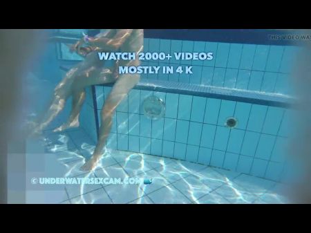 Реальные пары имеют настоящий подводной секс в общественных бассейнах, снятых с подводной камерой 