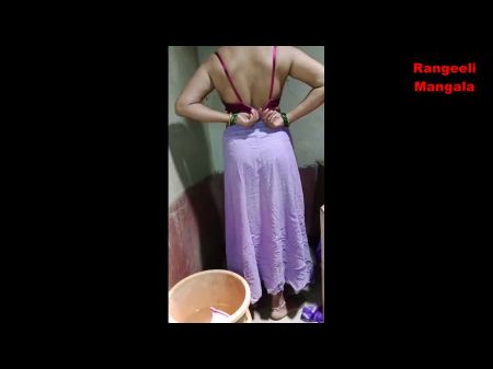 indian bhabhi mangala bathing with wearing ample mangalsutra