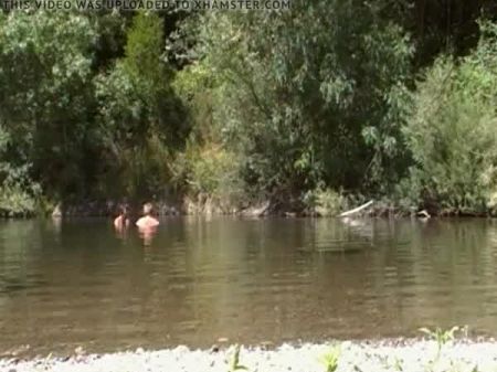 Nudist Aged Duo At The River