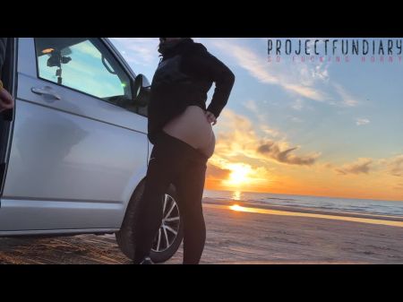 Sexo ao pôr do sol na praia no Yoga Leggings ProjectSexdiary 