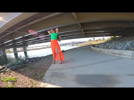 Longpussy , Sheer Orange Skirt , Taut Green Tee , Powerful Piercings With Lights . Happy Fall !